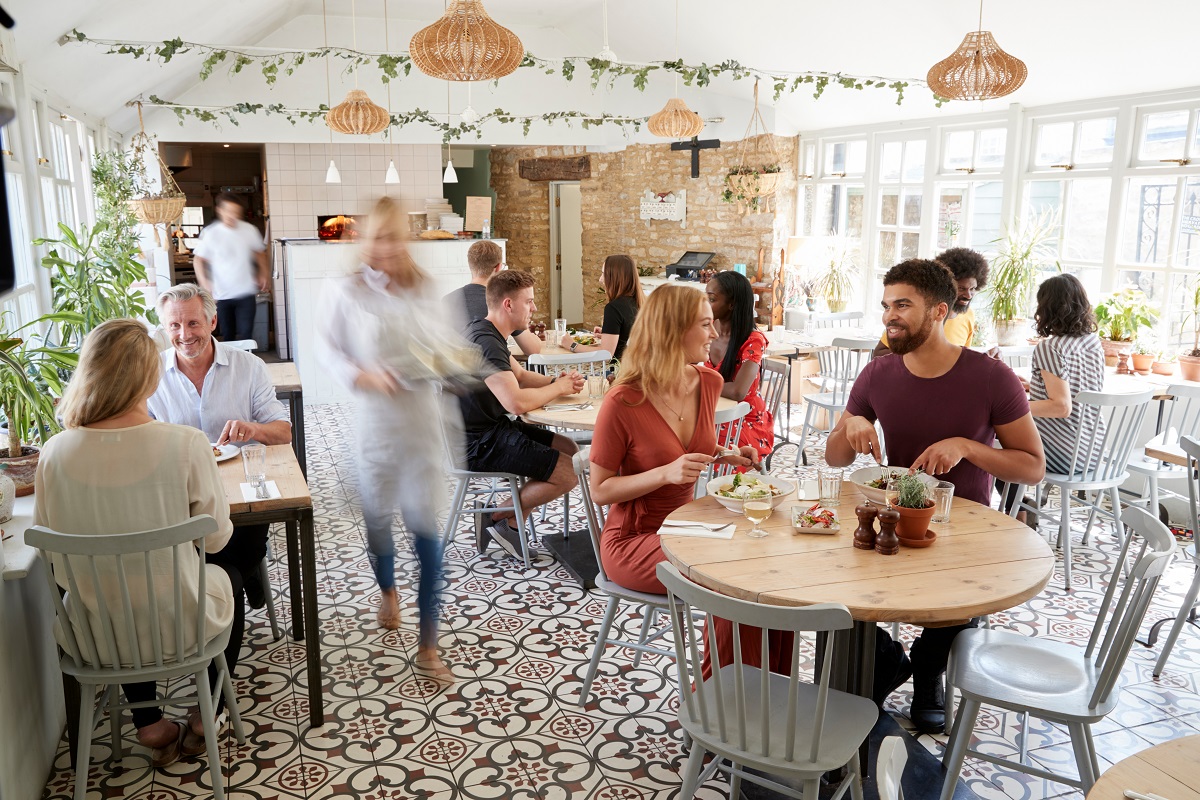 restaurant interior with customers