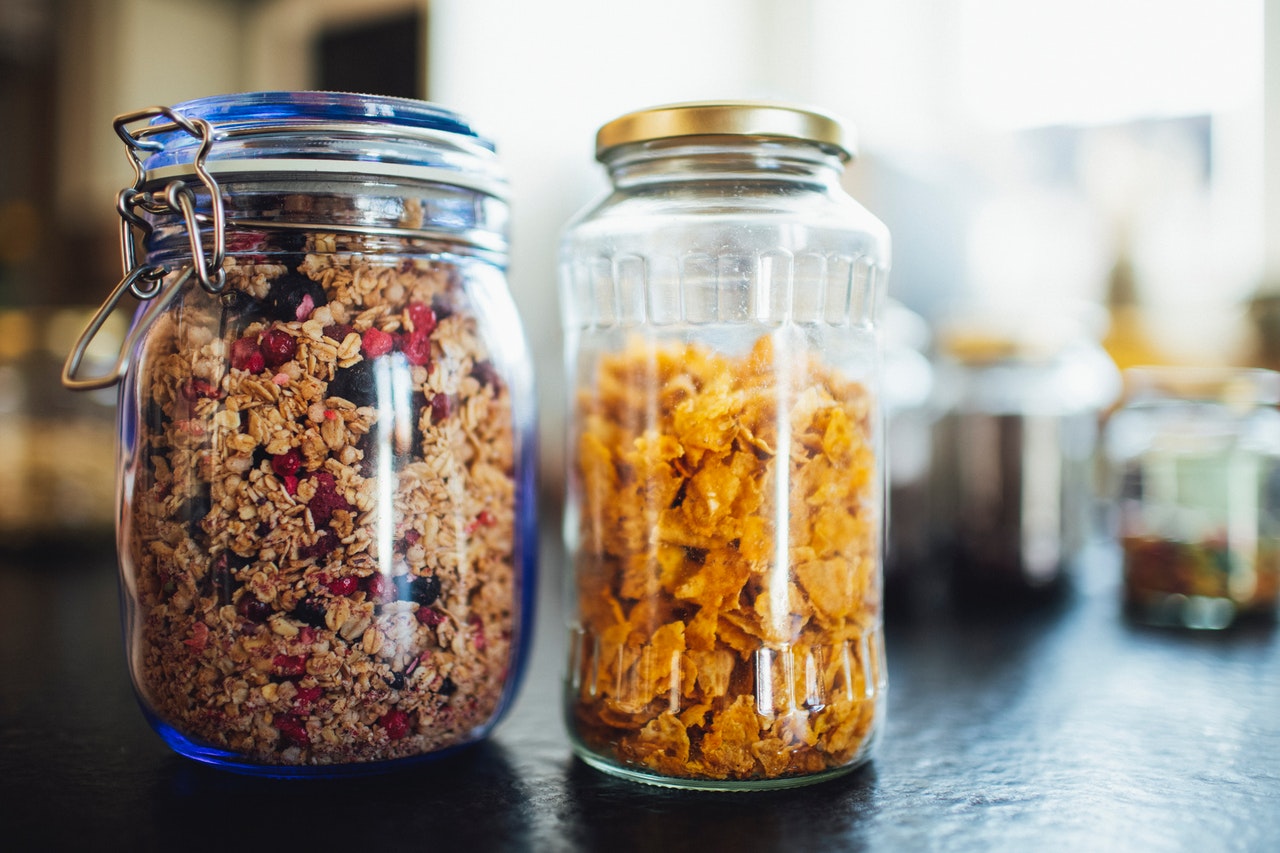 grains in jars