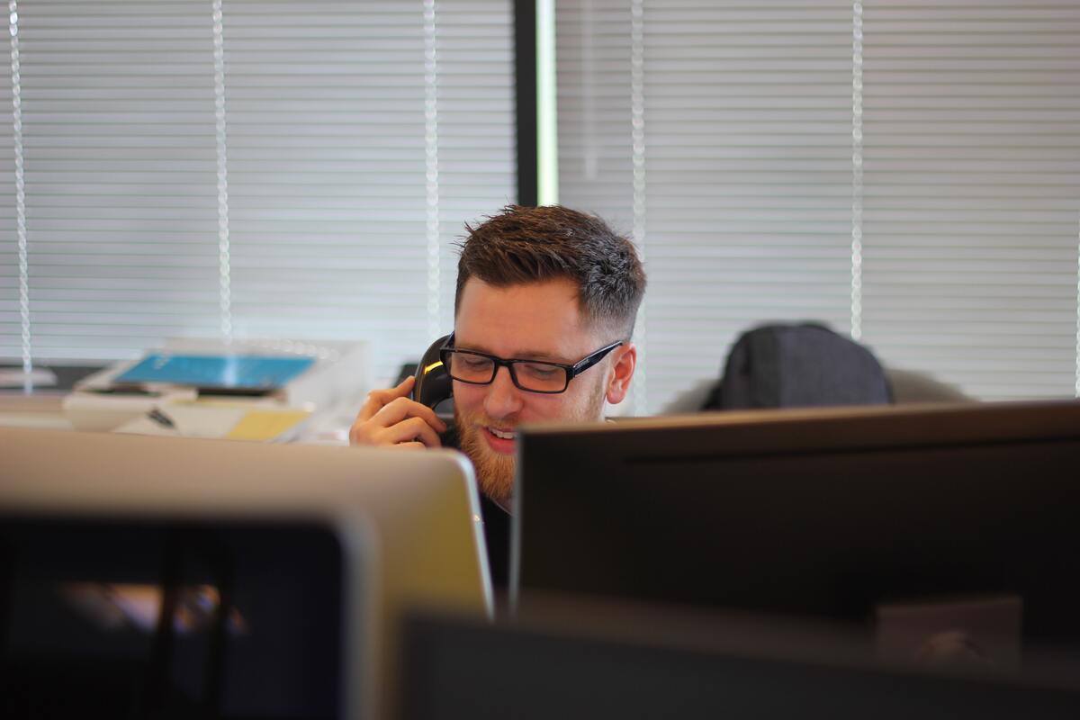 man doing office work