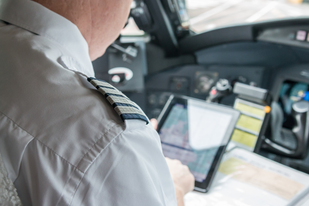 pilot using tablet